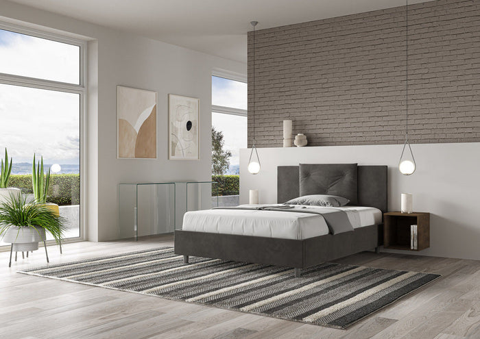 Letto Matrimoniale Large 170x210 cm con Rete Appia Grigio