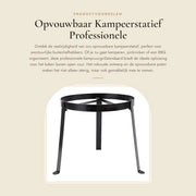 Supporto da Campeggio Opzionale Professionale 

Modello:  OP-1234
Carico Massimo: 100 kg
Dimensioni: 120 x 60 x 20 cm
Peso: 5 kg
Materiali: Acciaio Inox e Poliuretano
Colore: Nero