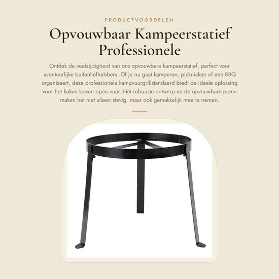 Supporto da Campeggio Opzionale Professionale 

Modello:  OP-1234
Carico Massimo: 100 kg
Dimensioni: 120 x 60 x 20 cm
Peso: 5 kg
Materiali: Acciaio Inox e Poliuretano
Colore: Nero