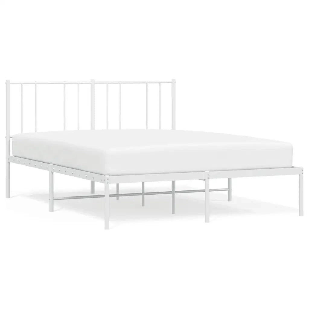 Giroletto con Testiera-Struttura Letto con testiera Metallo Bianco 135x190 cm 929871