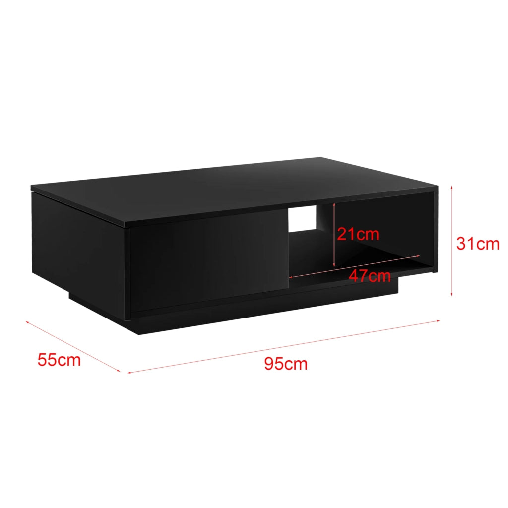 Tavolino da salotto con cassetto e vano portaoggetti 95 x 55 cm pannello nero da 15 mm 03_0006144