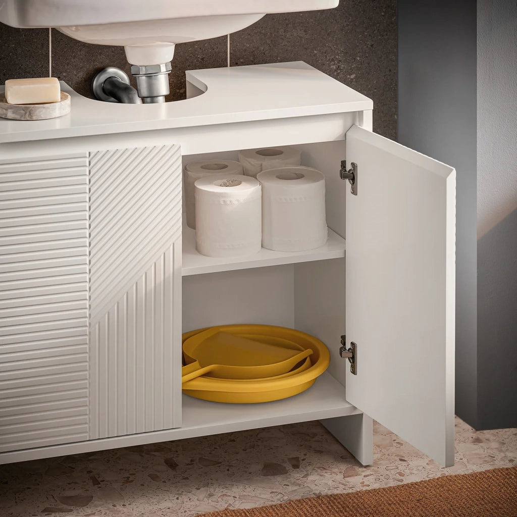 Mobile sottolavabo Mobile bagno con 2 ante e 2 ripiani Armadietto bagno L60 x P30 x A61 cm Bianco BZR157-W