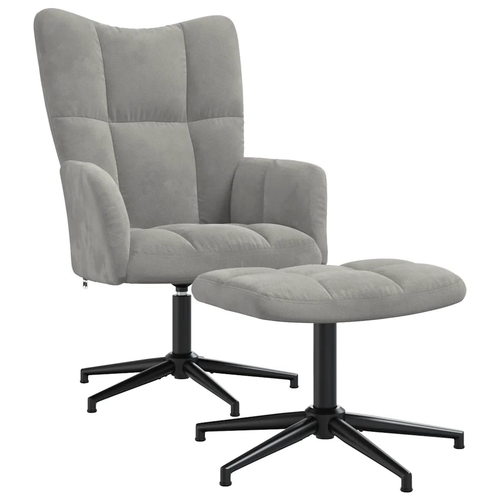 Poltrona Relax con Poggiapiedi Grigio Chiaro in Velluto cod mxl 36583