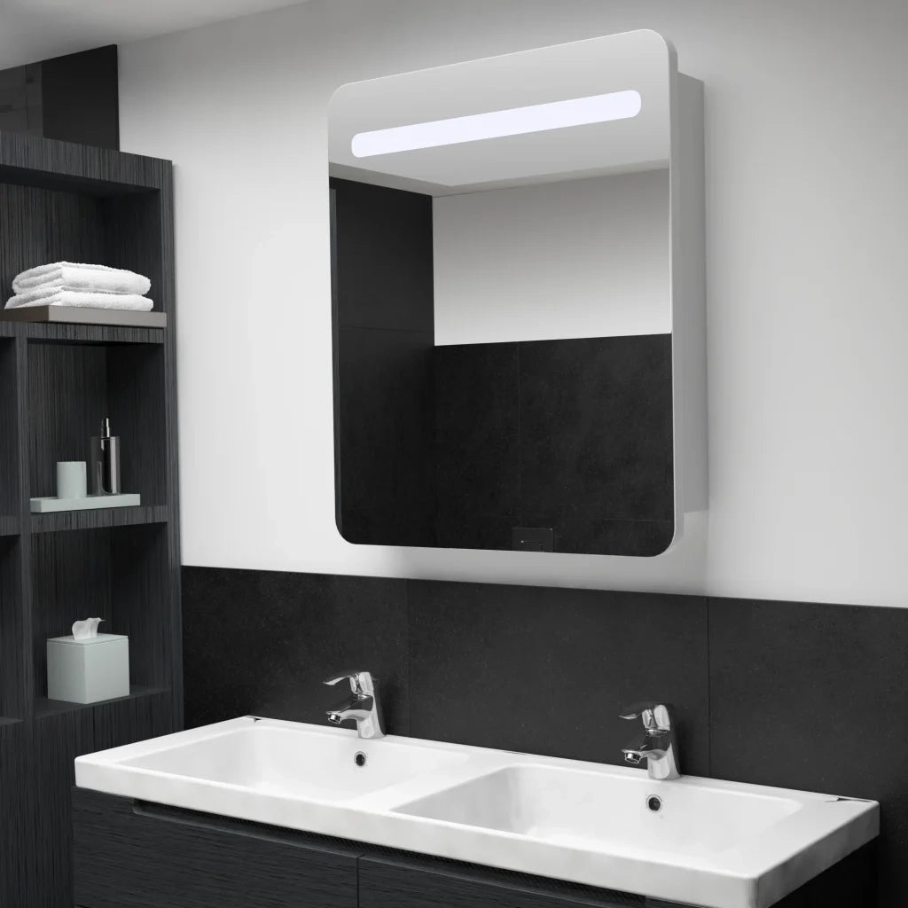 Armadietto Bagno | Armadio da bagno con Specchio e LED 68x9x80 cm