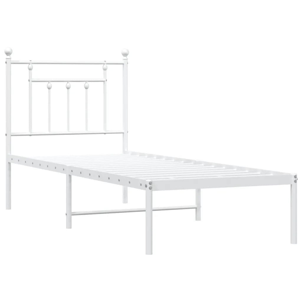 Giroletto senza Materasso con Testiera-Struttura Letto Metallo Bianco 75x190 cm 296813