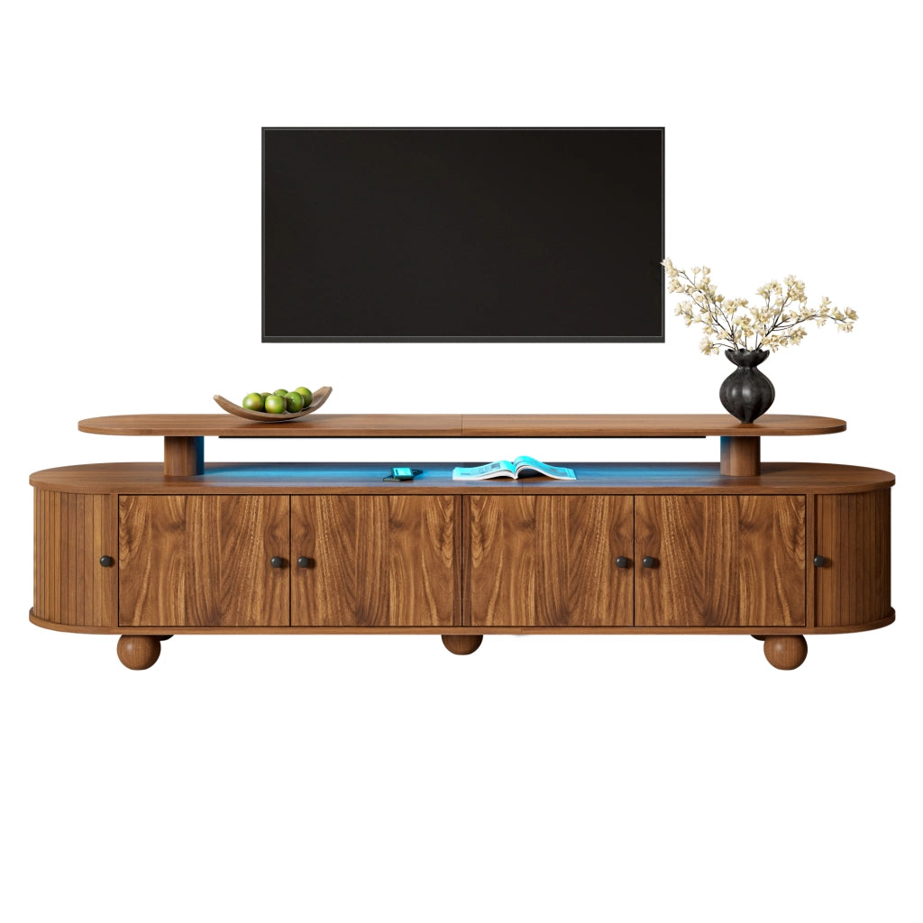 Mobile TV con 4 ante; 2 ante scorrevoli; led e passacavi per soggiorno; 180 × 40 × 48 cm