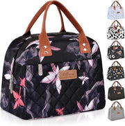 Tas per picnic per adulti e bambini con isolamento termico per lavoro e ufficio (fiori rossi)
