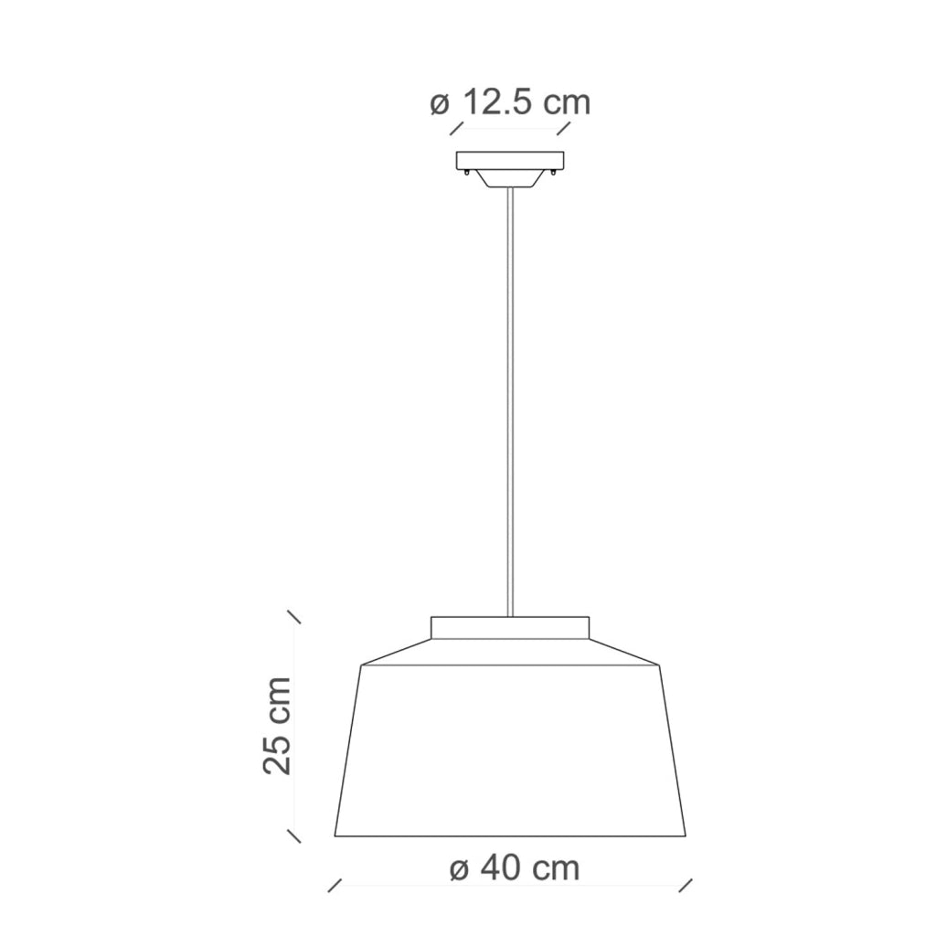 Lampadario Vintage 50&aposS Ferro E Ceramica Smaltato Nero 1 Luce E27 40Cm