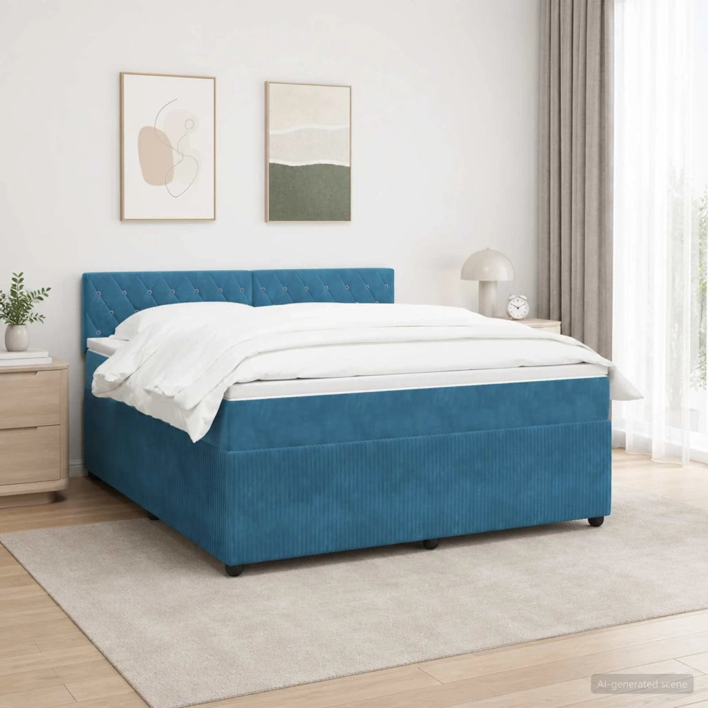 Letto box spring con materasso Blu 140 x 190 cm Velluto 3453135