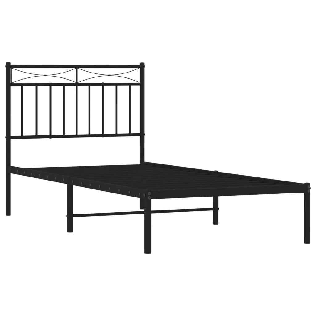 Giroletto con Testiera in Metallo Nero 90x190 cm 373683