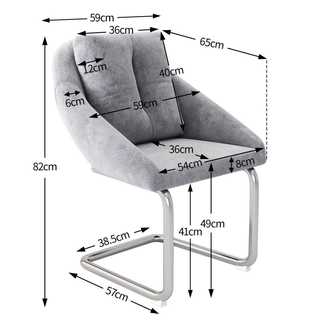 Set 4 sedie in velluto grigio con cuscino e base girevole