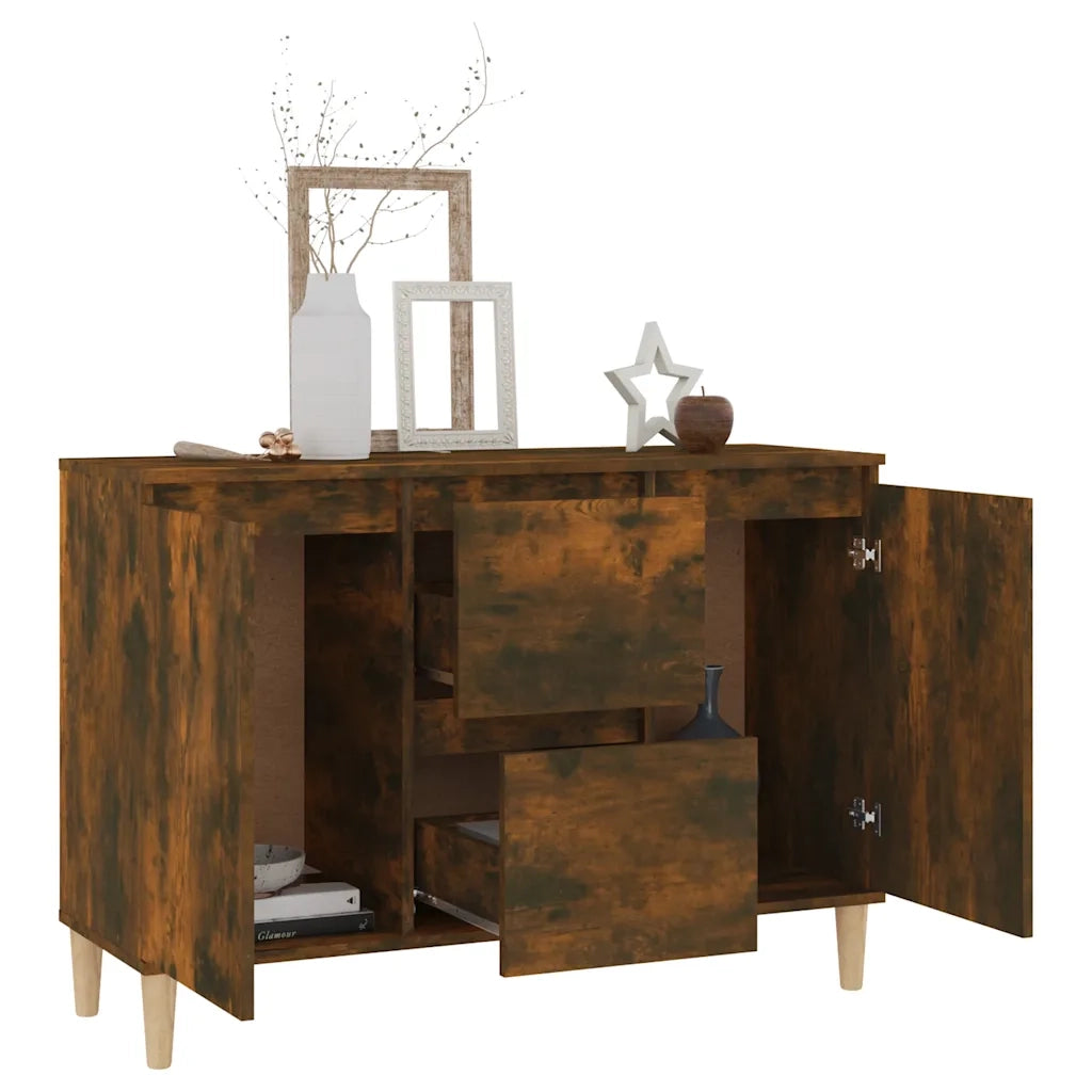 Credenza Rovere Fumo 101x35x70 cm in Legno Multistrato 815162