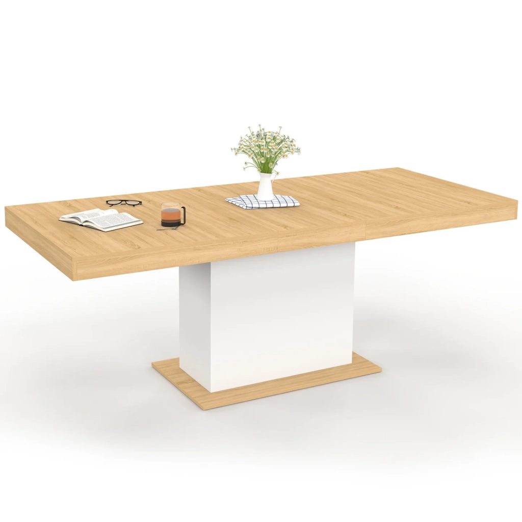 IDMarket - Tavolo da pranzo rettangolare allungabile EDEN 6-10 persone in legno e bianco 160-200 cm