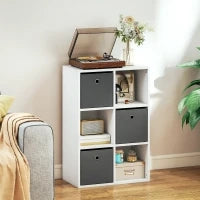 Mobile Multiuso con 6 Scomparti e 3 Cassetti in Tessuto, 53,7x30x79,8 cm, Grigio