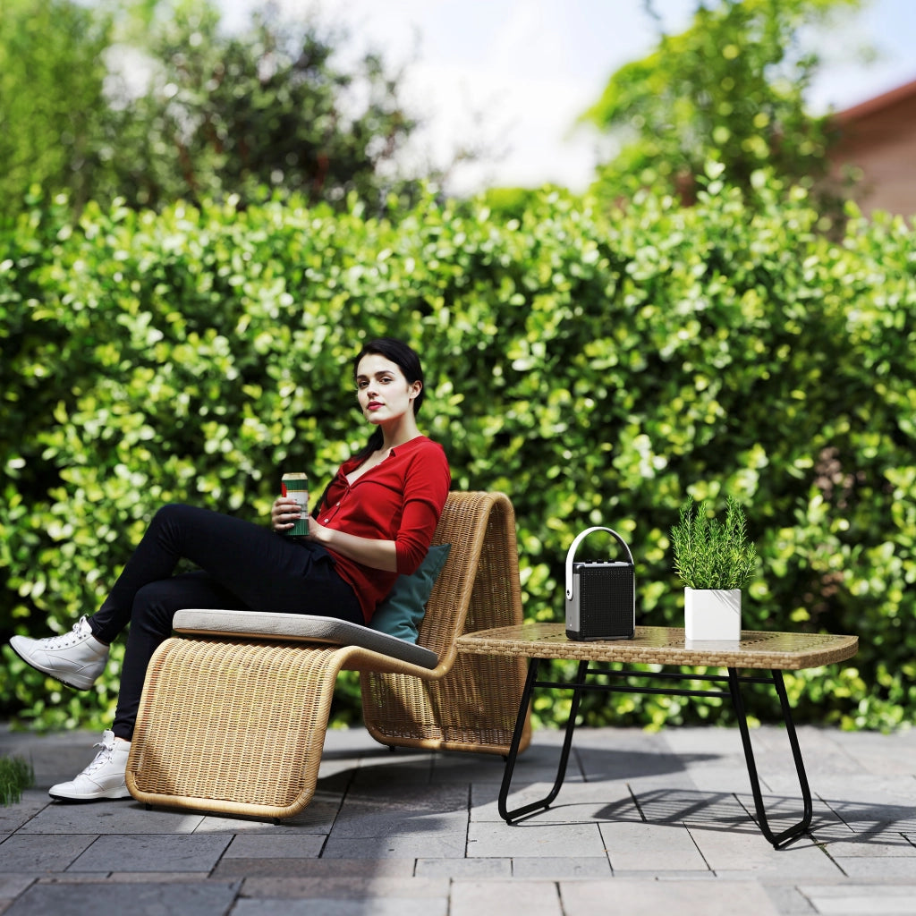 Tavolino da giardino in polyrattan ¨C zephmum ¨C con piano in vetro, 90x50x45 cm