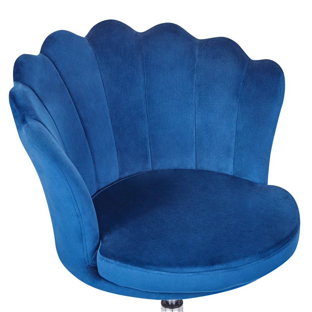 Sedia da ufficio in velluto di colore azzurro con base girevole altezza regolabile elegante moderna