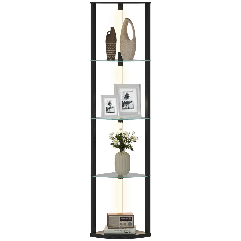 Lampada da terra con scaffale in vetro ¨C zephmum ¨C nero 3 livelli luminosit¨¤ interruttore a pedale