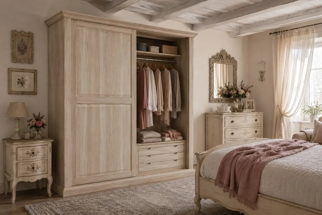 Armadio classico 2 porte scorrevoli legno grezzo 275x66x254 (2166) - Mobili 2G