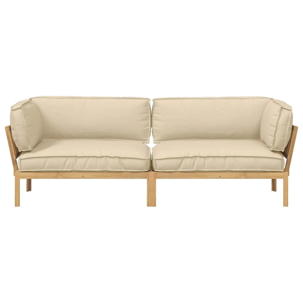 Set di divani con cuscino 2 pcs Beige Legno di Acacia Massello 3418357