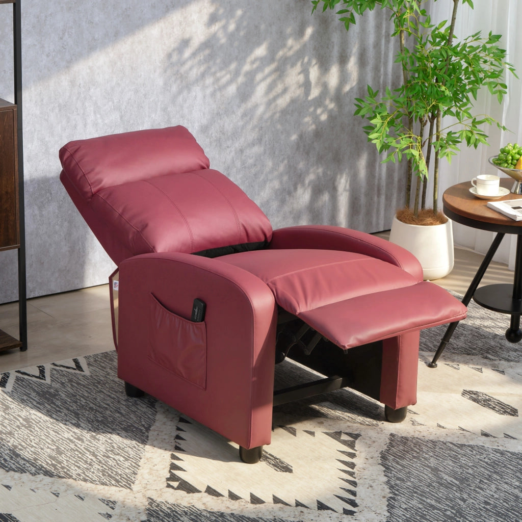 Poltrona Relax Massaggiante Reclinabile con Poggiapiedi ¨C Xylo ¨C Rosso