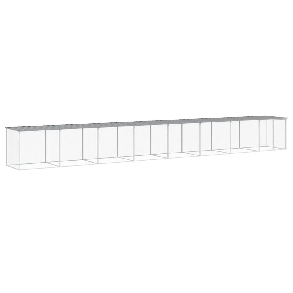 Recinto per pollaio con gabbia per polli con tetto leggero 803 x 98 x 90 cm in acciaio zincato grigio 02_0043989