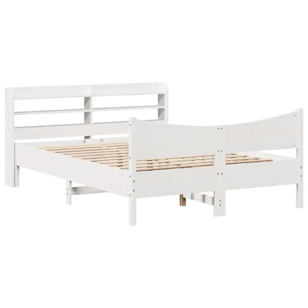 vidaXL Giroletto con Testiera Bianco 150x200 cm Legno Massello di Pino
