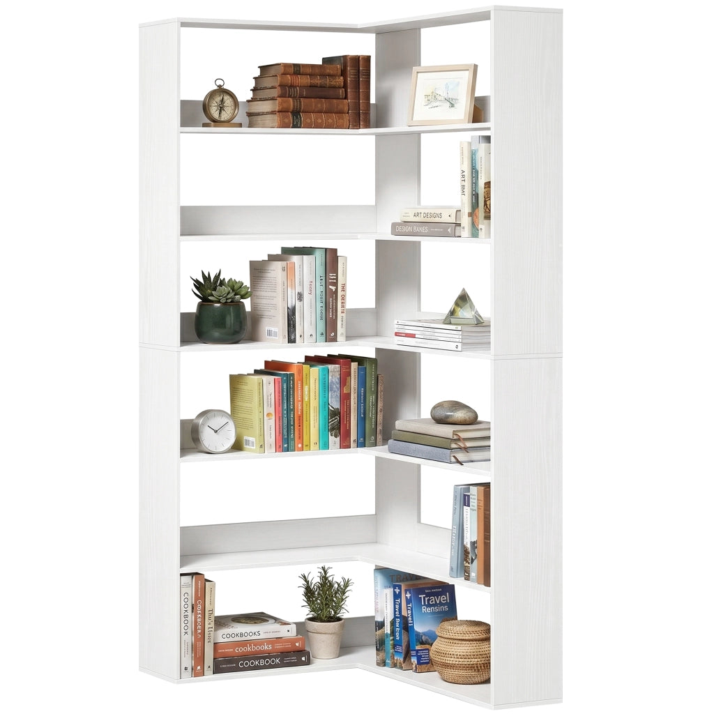 Libreria Angolare con 7 Ripiani ¨C Minimal ¨C Bianco Legno 80x24x