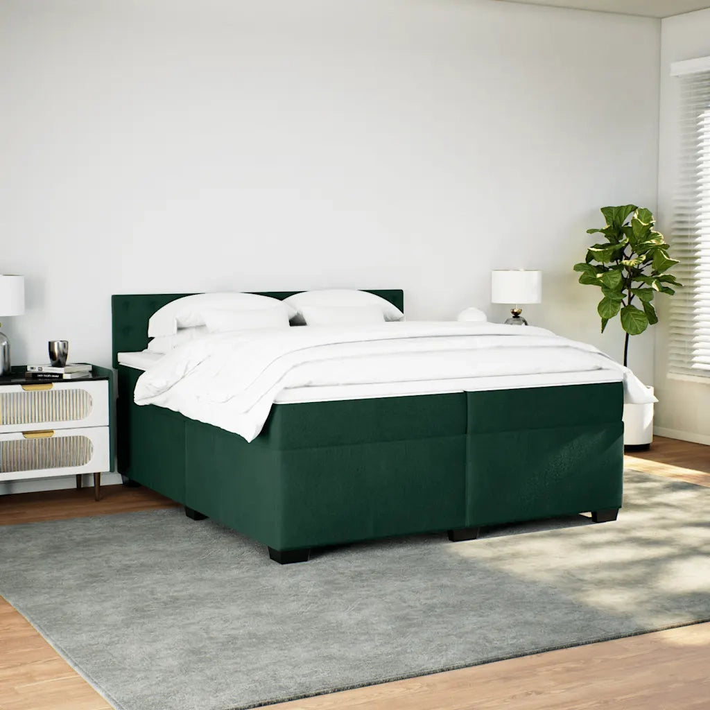 Giroletto a Molle con Materasso Verde Scuro 200x200 cm Velluto