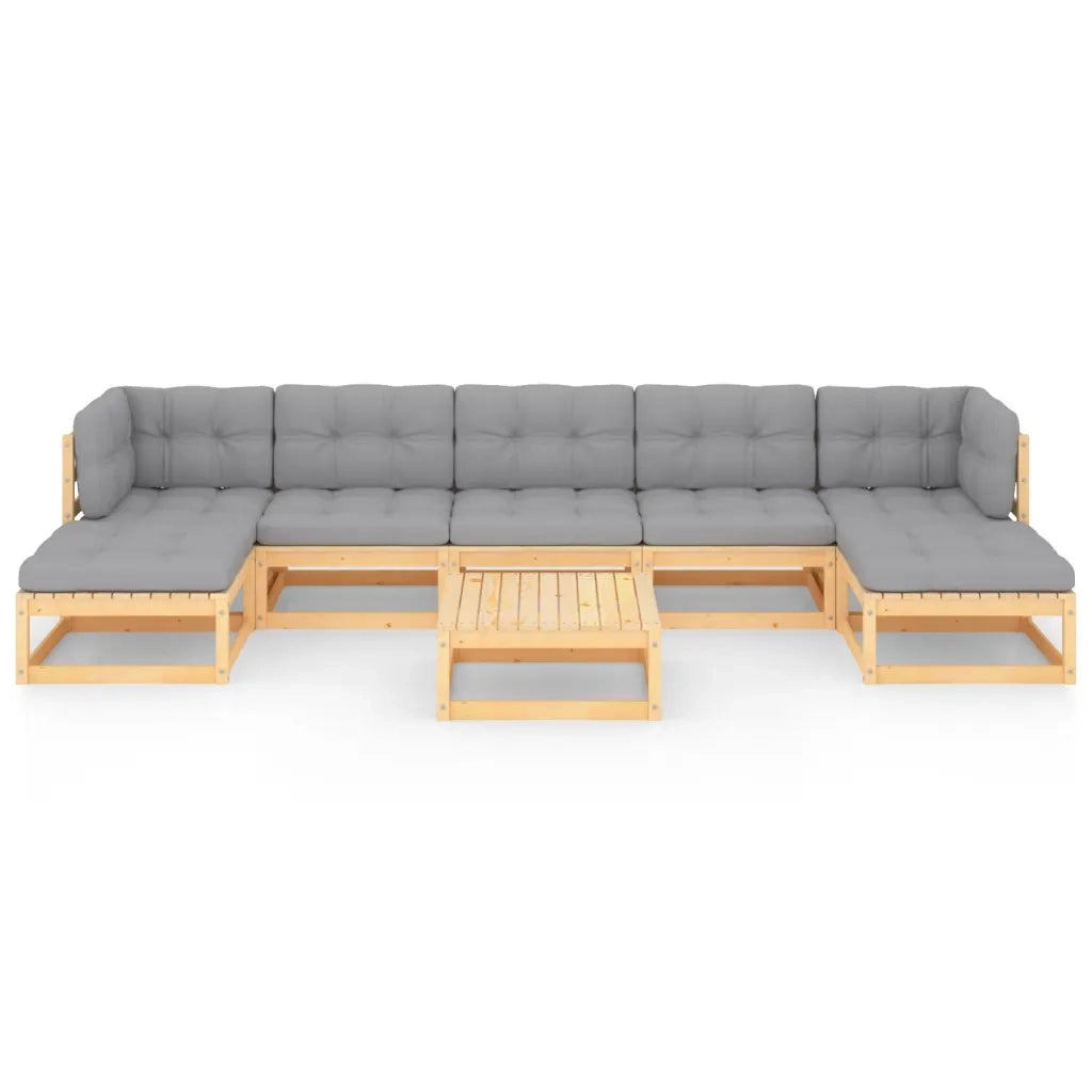 Set Salotto Giardino 8 pz Cuscini Antracite Legno Massello Pino 3077129