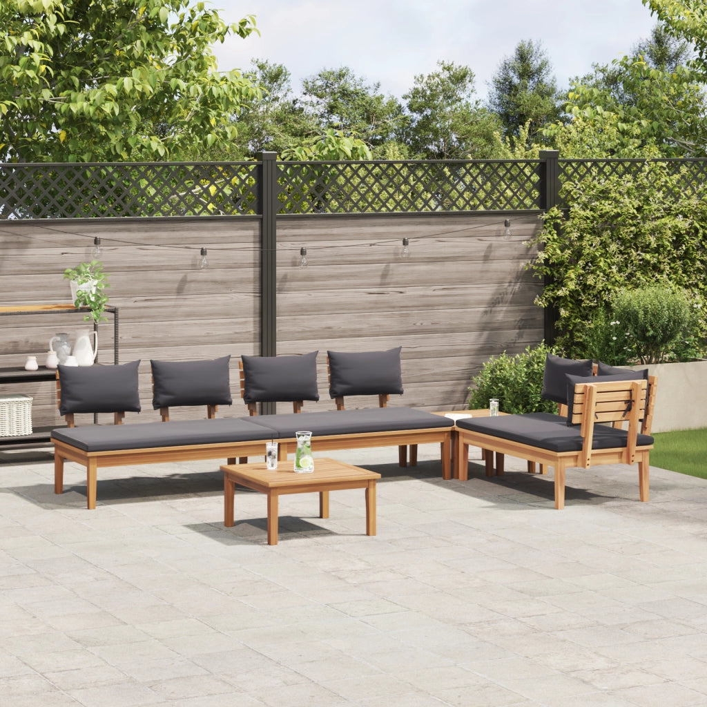Set da Pranzo Giardino  5 Pezzi con Cuscini in Legno Massello di Teak