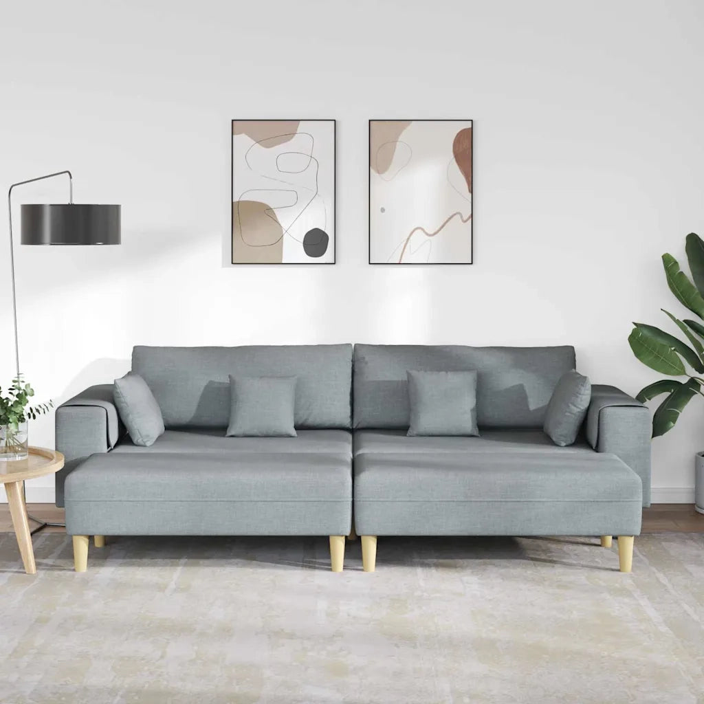 Divano in tessuto con cuscino 3 pcs Grigio chiaro 208 cm Tessuto