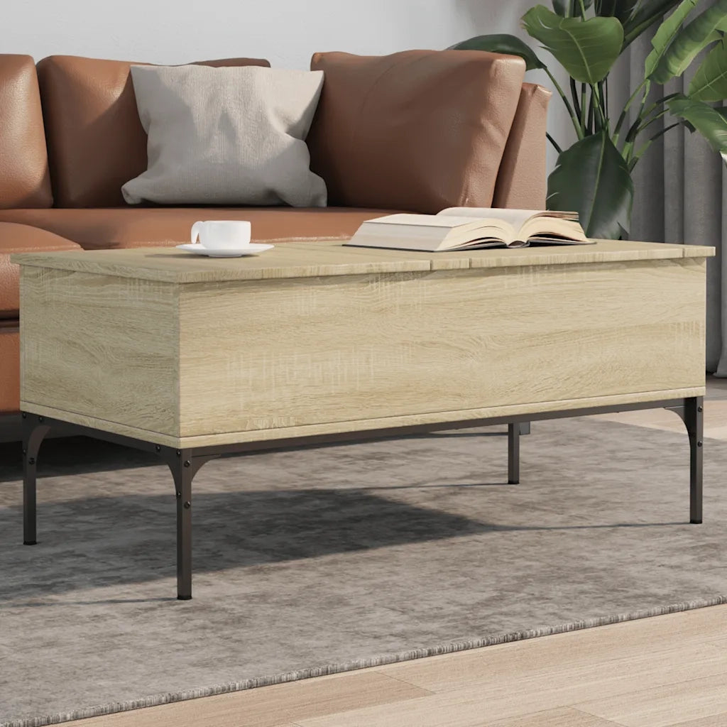 Tavolino da salotto | Tavolino da caff¨¨ | Tavolino da Soggiorno Rovere Sonoma 100x50x45 cm Legno Multistrato e Metallo