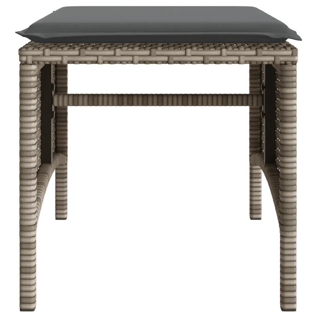 Divano Giardino 2 Posti con Tavolo e Sgabelli Grigio Polyrattan 4003892