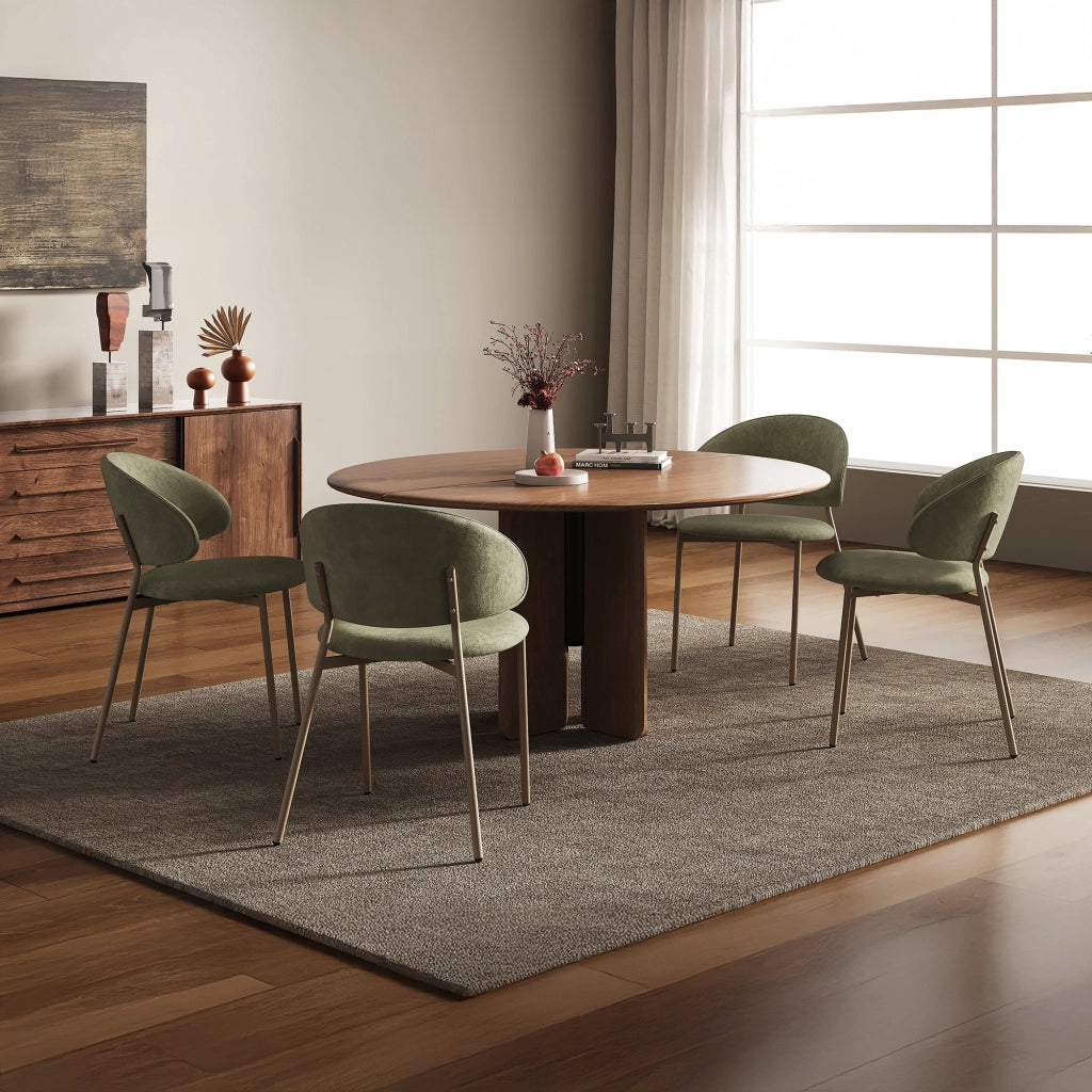 Set di 2 Sedie Lipis da Sala Pranzo Imbottite e Rivestite in Tessuto - Verde [en.casa]