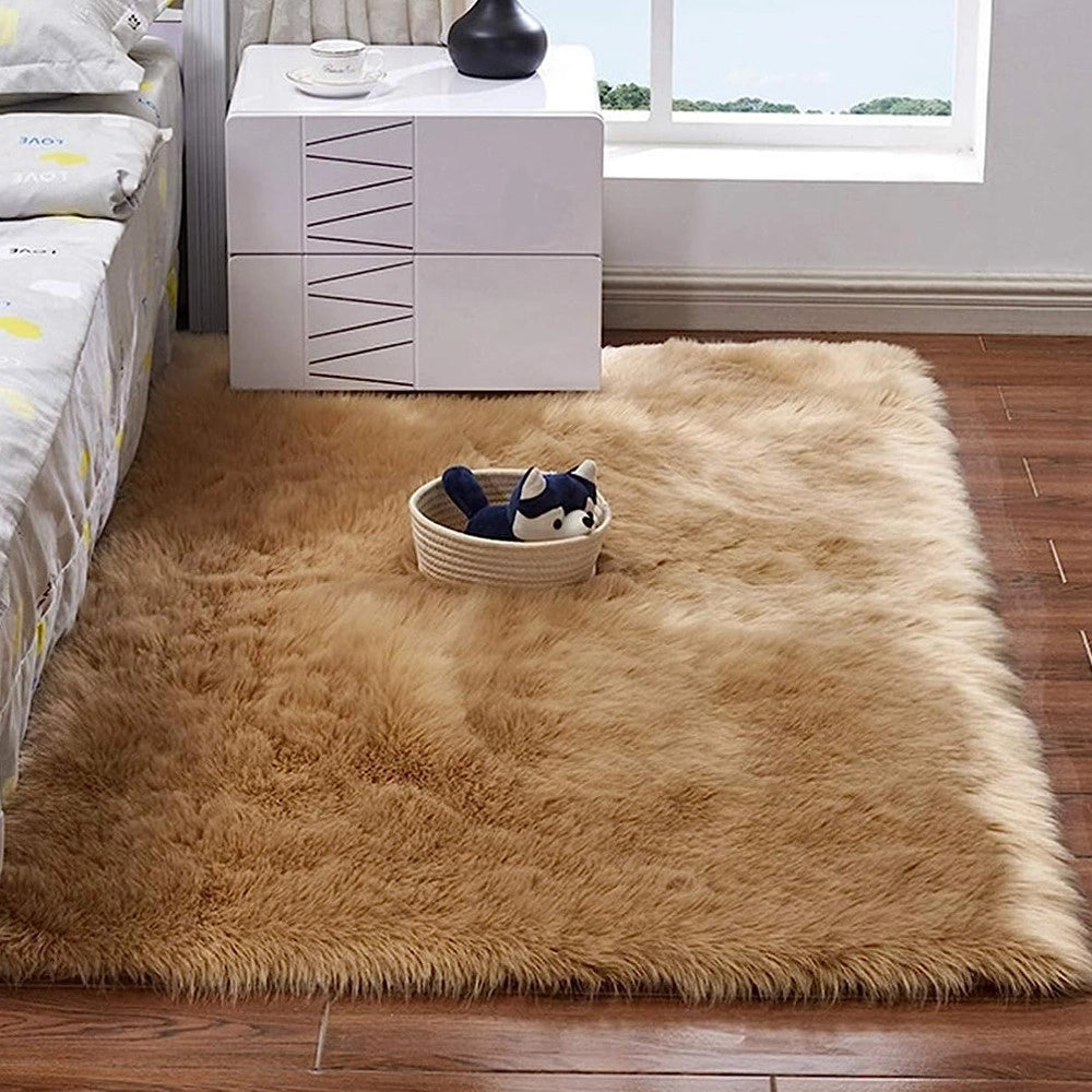 Trade Shop - Tappeto Cute Rettangolare Pelliccia Fluffy Colori Living Camera Letto 120x180 Cm -
