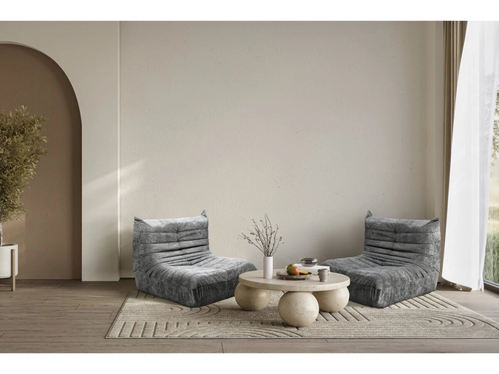 Set di 2 poltrone componibili in tessuto testurizzato "Velasca" - Grigio