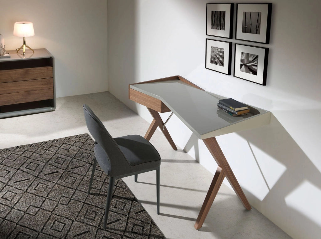 Scrivania in noce con piano in legno grigio