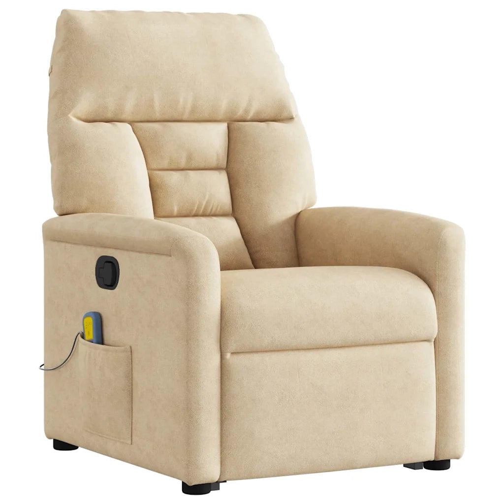 Poltrona Alzapersona Reclinante Massaggiante Crema Microfibra 3303098