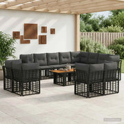 Set Divano da Giardino 13 pz Nero e Grigio scuro polyrattan 3437931