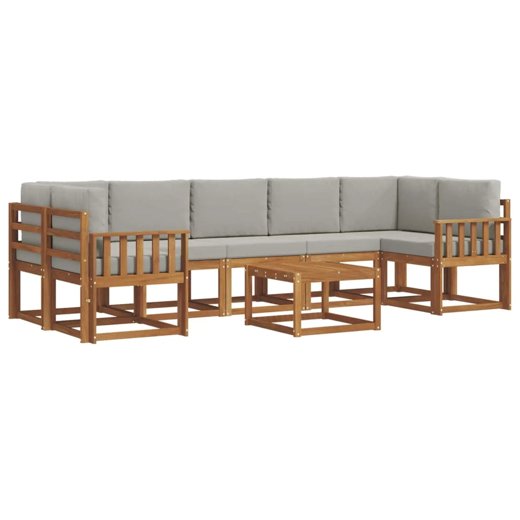 Set di divani da esterno 8 pcs Grigio Naturale e Chiaro
