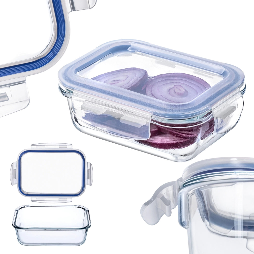Contenitore per alimenti in vetro KADAX da 370 ml con coperchio, ideale per il pranzo.