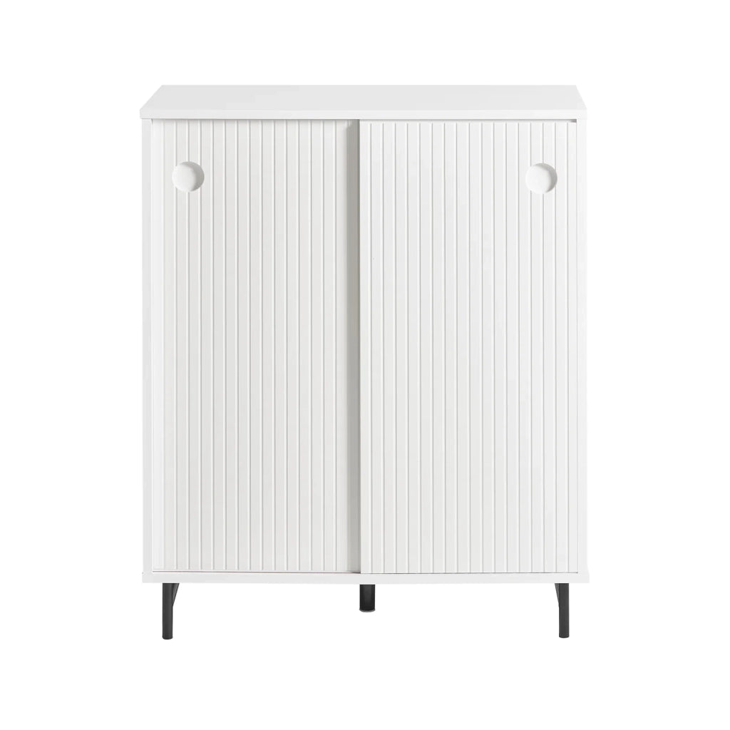 Credenza con anta scorrevole, Cassettiera, Mobile da cucina, Scarpiera da ingresso, Bianco, 70x37x87cm, FSB62-W SoBuy