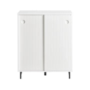 Credenza con anta scorrevole, Cassettiera, Mobile da cucina, Scarpiera da ingresso, Bianco, 70x37x87cm, FSB62-W SoBuy