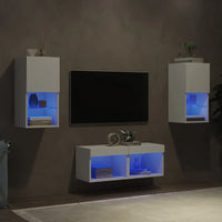 Mobili TV a Muro 4pz con Luci LED Bianchi 3216569