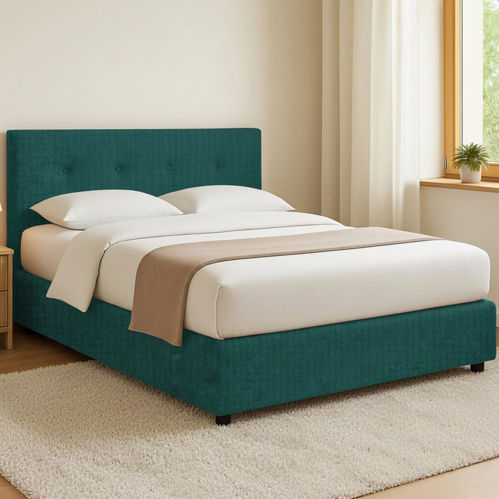 Oxford, Letto Matrimoniale Sfoderabile Made in Italy, Verde Petrolio