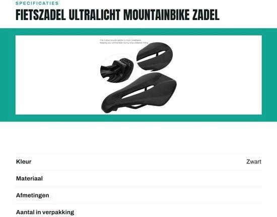 Sella da Mountain Bike Ultraleggera - Assorbimento Shock - Respirazione - Sedile per Bicicletta da Montagna - Sella per Bicicletta - Sella per Bicicletta da Montagna con Zattera per Sedersi