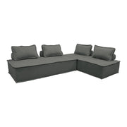 Set 2 moduli per divano modulare in tessuto imbottito, 2 posti, grigio