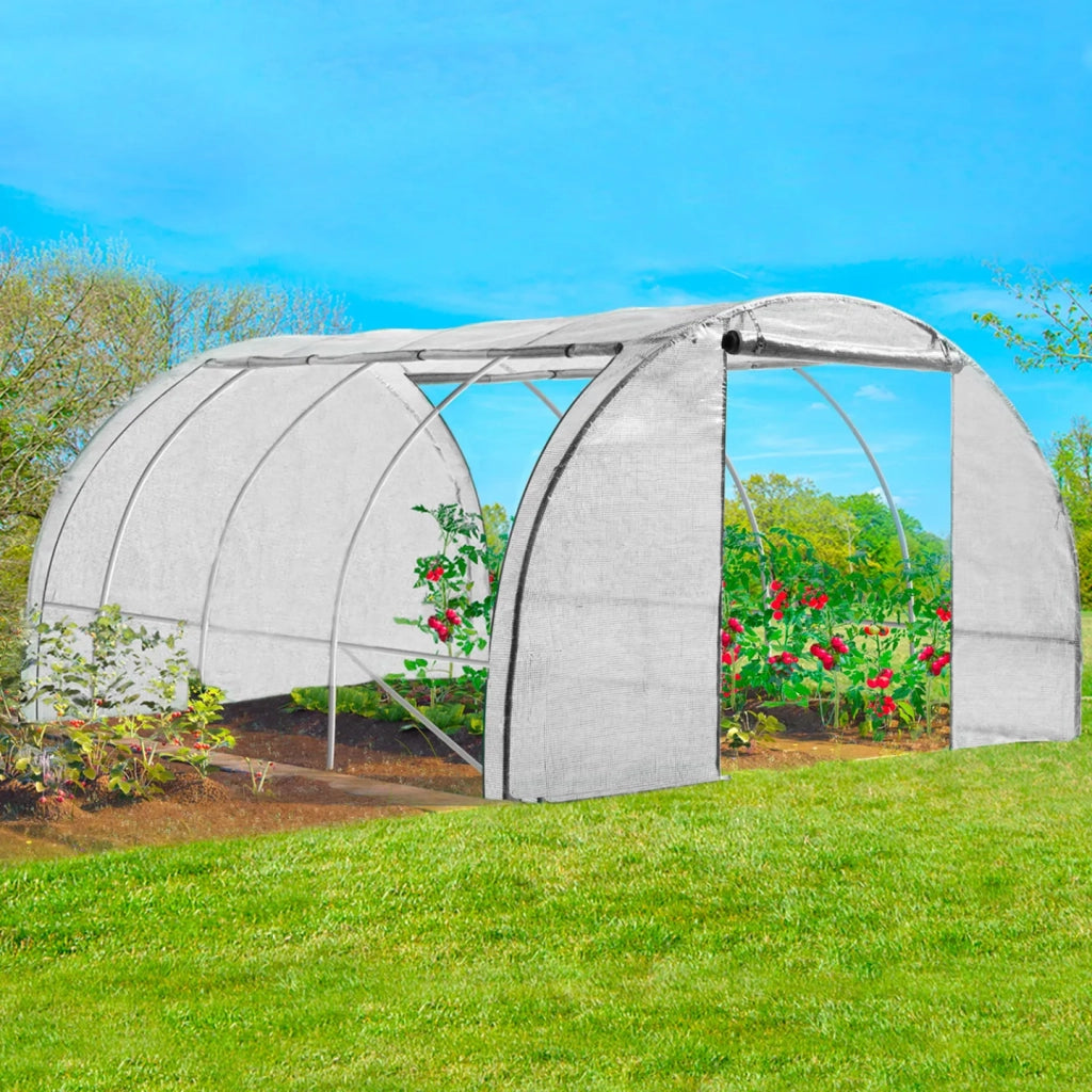 IDMarket - Serra tunnel di giardinario 12m²  bianco 4 stagioni ZEBRA 4x3M