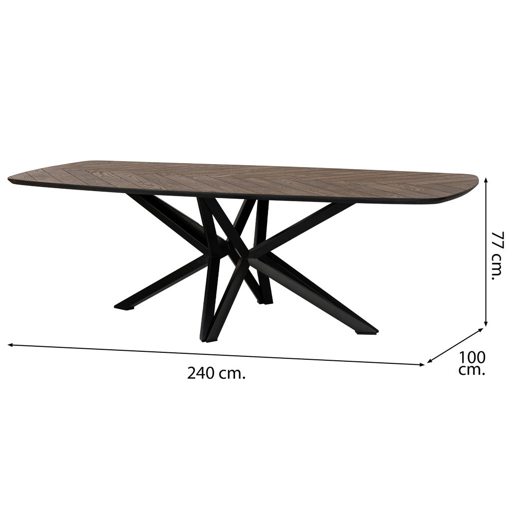 Tavolo da pranzo danese in legno/DM color noce scuro 240x100x77