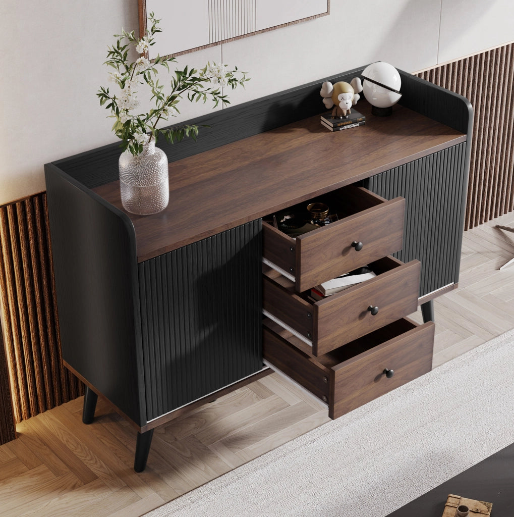Sideboard con 3 cassetti e porte scorrevoli; 117;5x40x80 cm; nero